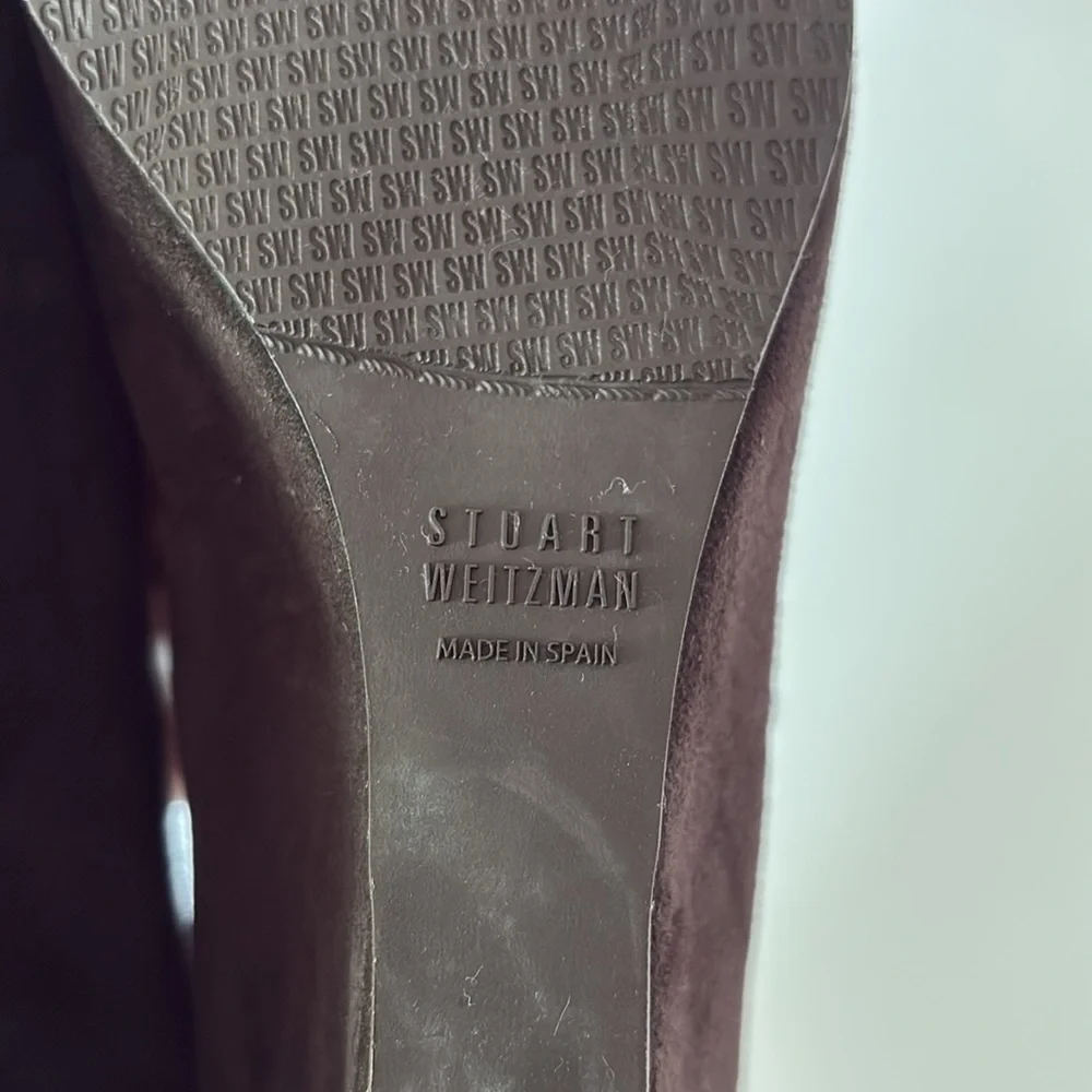 Stuart Weitzman Arise Suede Loafer Wedge Shoes Brown Neutral Minimalist Size 8.5